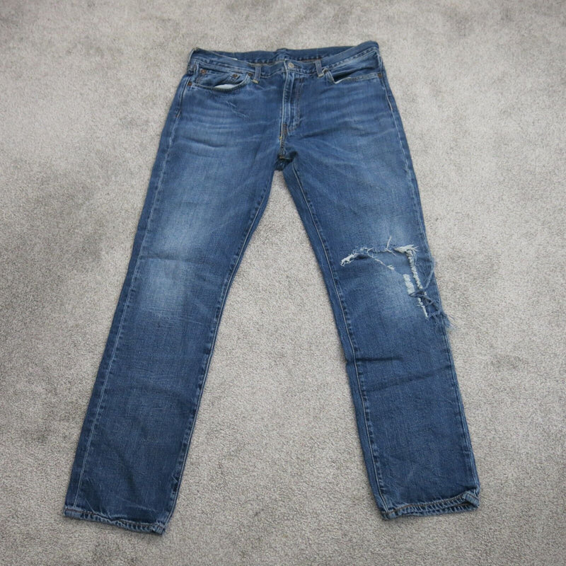Levis 511 Mens Jeans Straight Leg Distressed Mid Rise Stretch Blue Size W36XL34