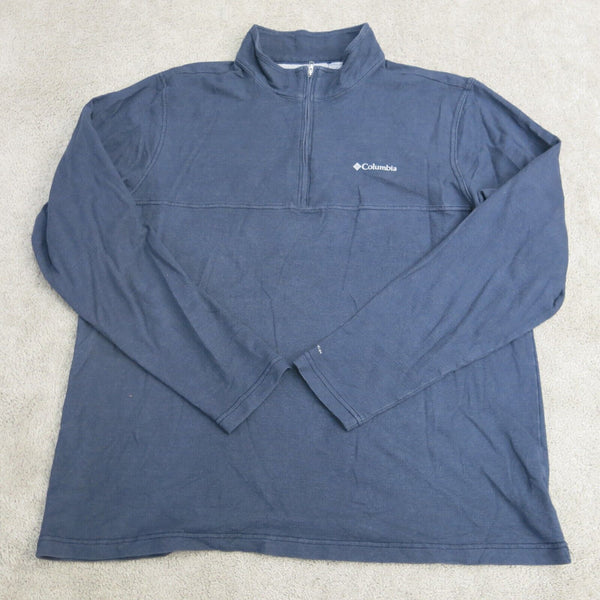 Columbia Sweater Mens X-Large Blue 1/4 Zip Sweashirt Long SLeeve Mock Neck Logo