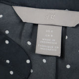 H&M Womens Fit & Flare Dress Polka Dot Puff Sleeve Split V Neck Black Size 8