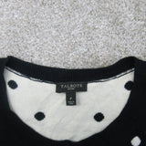 Talbots Womens Polka Dot Sweater Top  Long Sleeves Black White Size P