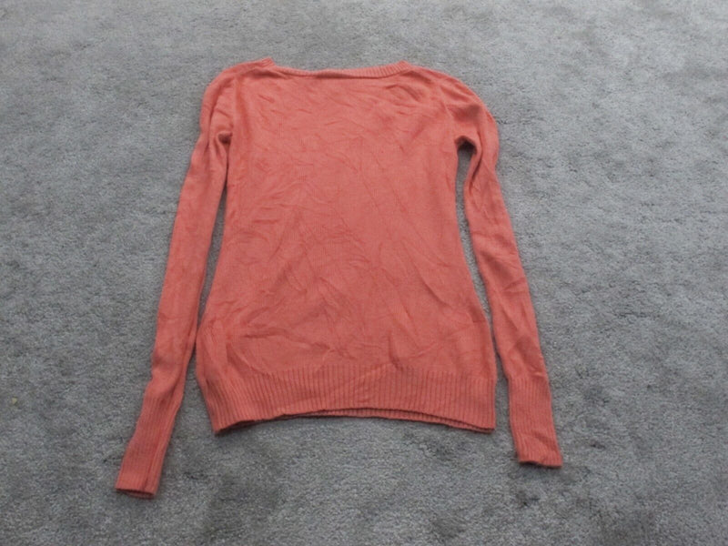 Express Women Pullover Sweater Knitted Long Sleeve Boat Neck Carrot Pink Size XS