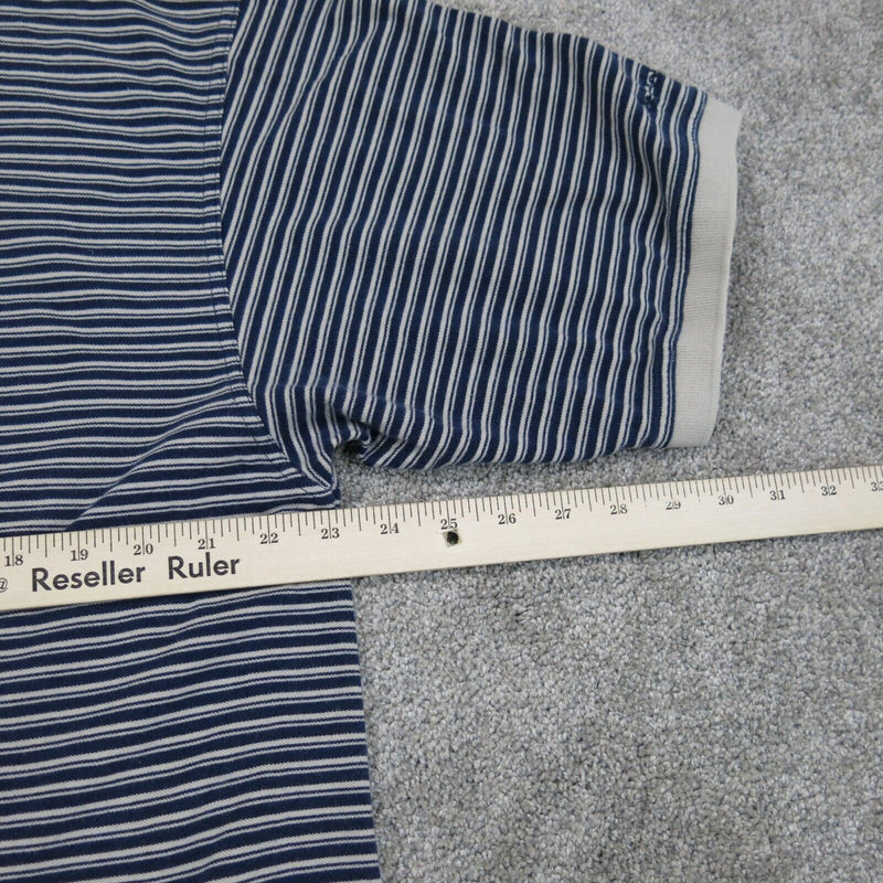 Columbia Mens Golf Polo Shirt 100% Cotton Short Sleeve Stripe Blue White Size L