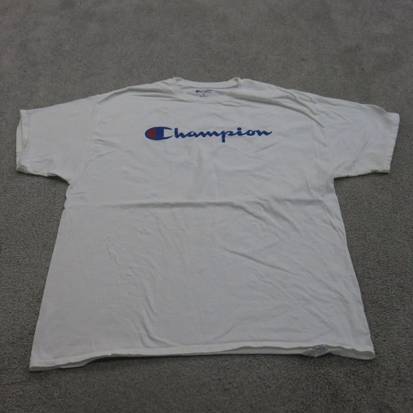 Champion Shirt Mens 2X Large White Crew Neck Tee Short Sleeve Casual Spell Out