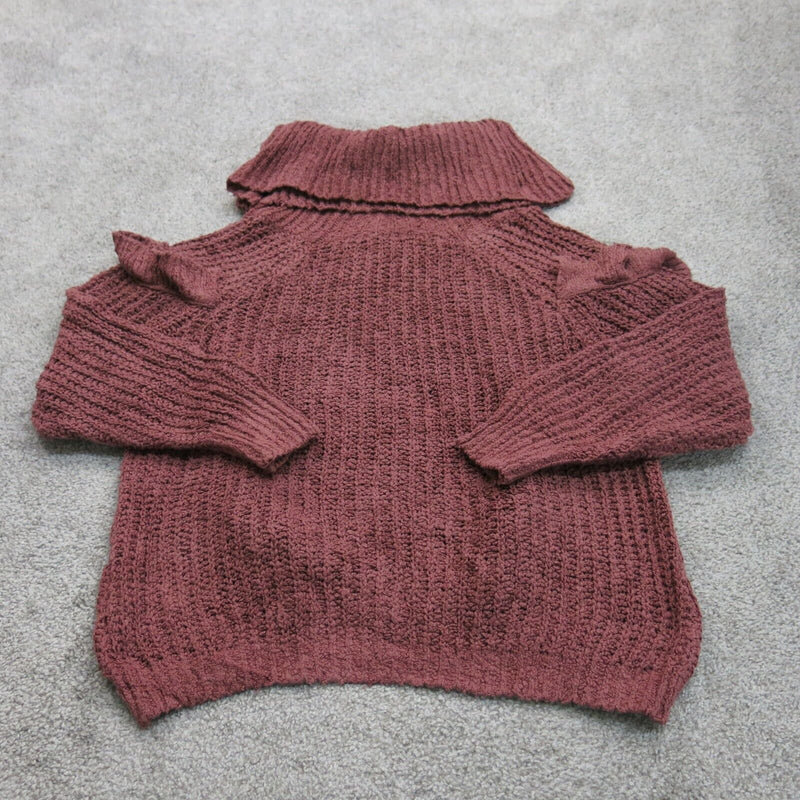 Express Womens Pullover Sweater Knitted Long Sleeve Cowl Neck Maroon Size S/P