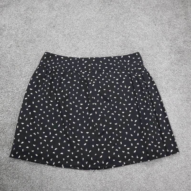 ANN Taylor Loft Women Pleated Mini Skirt Elastic Waist Floral Print Black SZ 14