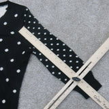 Talbots Womens Polka Dot Sweater Top  Long Sleeves Black White Size P