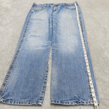Wrangler Mens Wide Leg Denim Jeans Stretch Mid Rise Flat Front Blue Size 20X