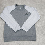 Adidas Mens Raglan Sleeve Sweatshirt Climawarm Round Neck Gray Size US Small