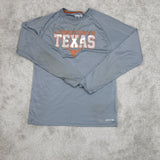 Majestic Mens Crew Neck Shirt Longhorn Texas Long Sleeve Clay Blue Size Large
