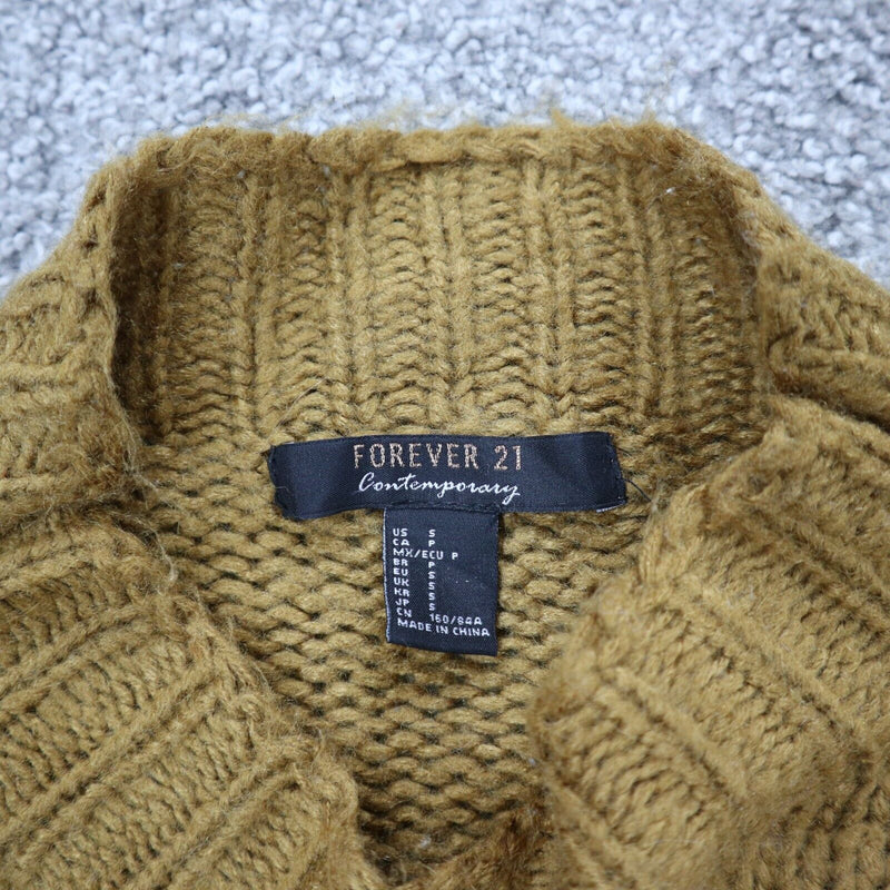 Forever 21 Women Pullover Sweater Knitted Long Sleeve Mock Neck Brown Size Small