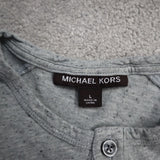 Michael Kors Mens Henley Neck Sweatshirt Long Sleeves Front Button Gray SZ Large