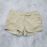 J. Crew Women Chino Shorts Classic Twill Flat Front Low Rise Khaki Green Size 6