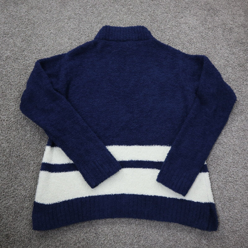 ST Johns Bay Womens Pullover Sweater Knitted Long Sleeves Blue White Size Small