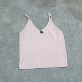 Divided H&M Women Tank Top Spaghetti Strap V Neck Knitted Light Pink Size Medium