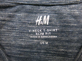H&M Womens V Neck T Shirt Top Short Sleeves Slim Fit Heather Blue Size Medium