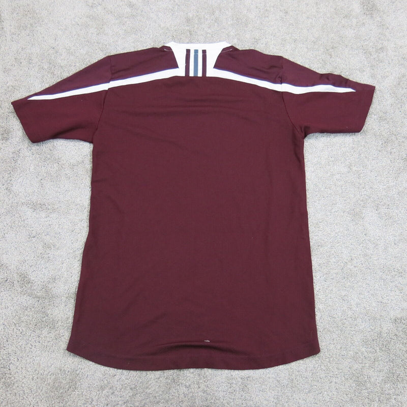 Adidas Mens Sports Climalite Logo Football T-Shirt Short Sleeve Maroon SZ Small