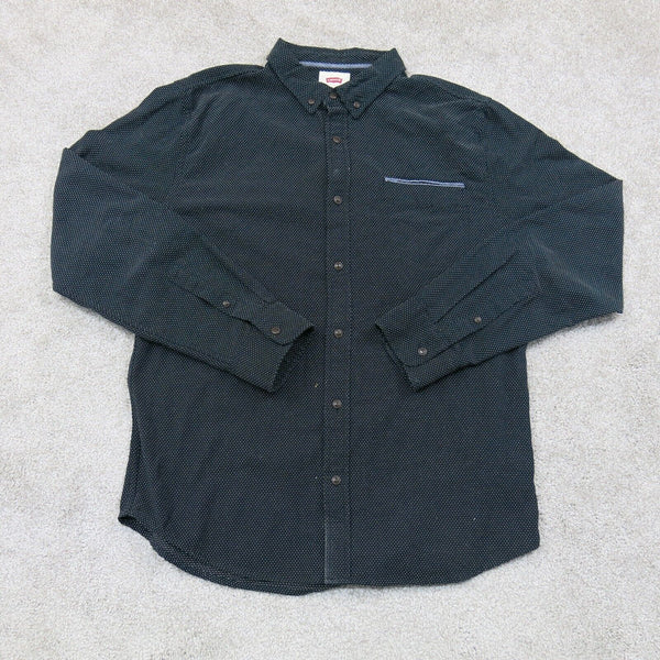 Levis Button Down Mens Lightweight Casual Shirt Top Long Sleeve Black Size Large