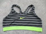 Nike Dri Fit Women Activewear Sports Bra Racerback Stretch Black Gray SZ Medium