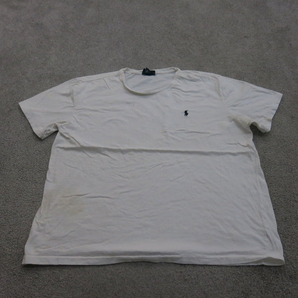 Polo By Ralph Lauren Shirt Men XL White Crew Neck Tee Short Sleeve Outdoors Logo