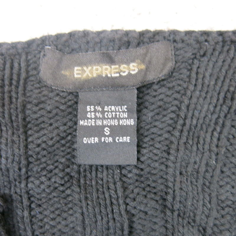Express Women Pullover Sweater Long Sleeve Lace up Cotton Black Size Small