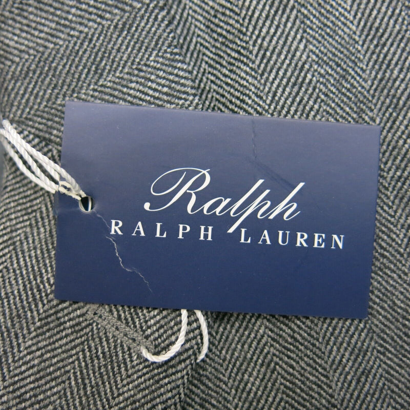 Ralph Lauren Mens Blazer Coat Single Breasted 100% Wool Laine Pocket Gray SZ 46L