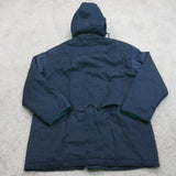 Talbots Mens Hooded Windbreaker Jacket Full Zip Up Pockets Navy Blue Size MP
