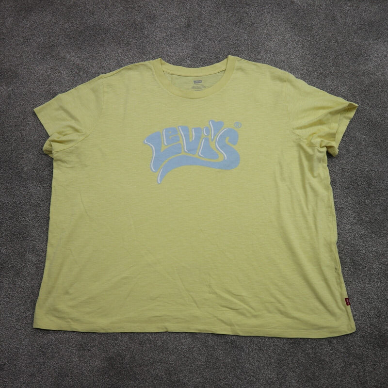 Levis Womens Casual T Shirt Top Crew Neck Short Sleeve Yellow Size 2X/2TG