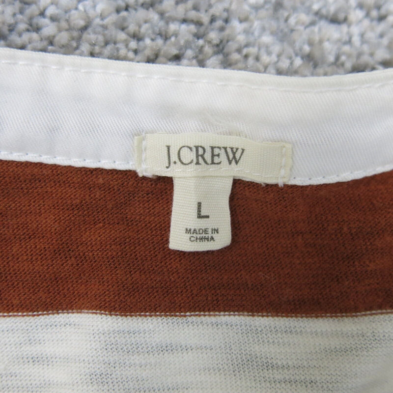 J Crew Women Hanley Sweatshirt Round Neck Long Sleeve Stripe White/Red Size L