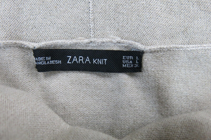 Zara Knit Womens Cowl Neck Pullover Sweater Long Sleeve Off White Size Large
