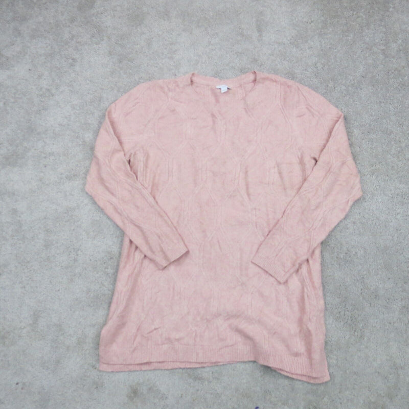 J. Jill Womens Pullover Sweater Crew Neck Long Sleeves Pink Peach Size Large