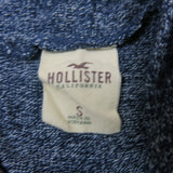 Hollister Women Hoodie Sweatshirt Long Sleeve Kangaroo Pockets Blue White Size S