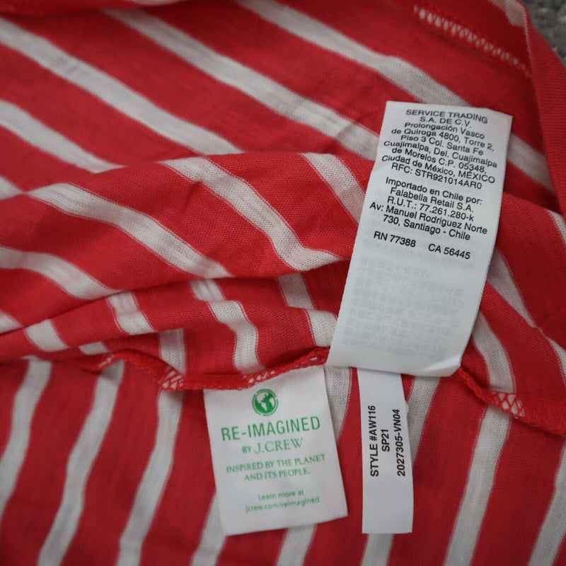 J. Crew Re Imagined Striped T-Shirt Women's Size 2X Red White Short Sleeves