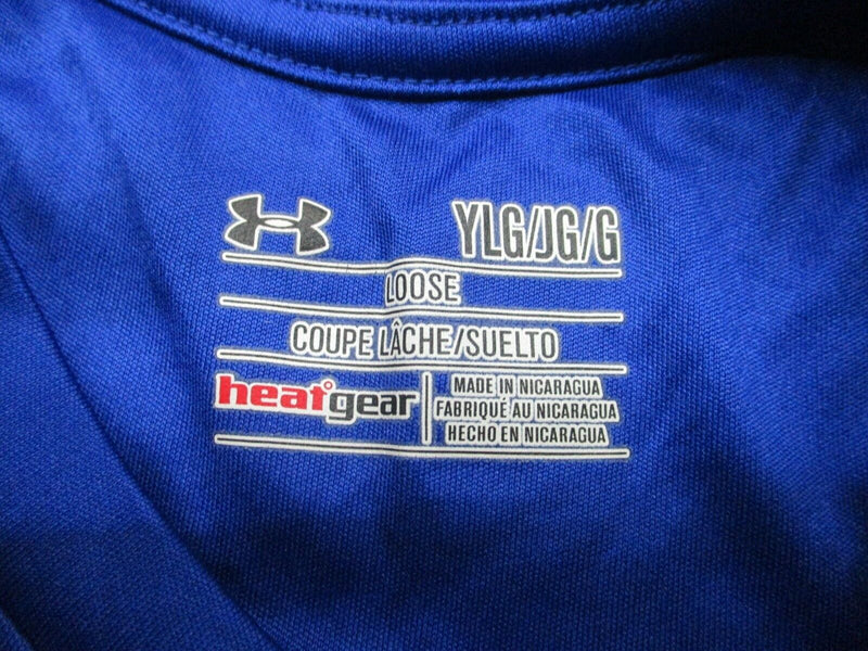 Under Armour Sports T-Shirt Youth Boys Large Royal Blue Short Sleeves Heatgear