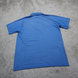 Vintage Mens Golf Polo Shirt Short Sleeve Collar Button Solid Blue Size Large