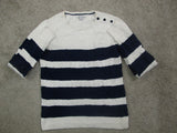 Nautica Womens Knitted Pullover Sweater 100% Cotton Crew Neck White Black Size M