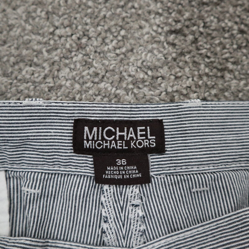 Michael Kors Womens Striped Classic Chino Shorts Mid Rise Black White Size 36