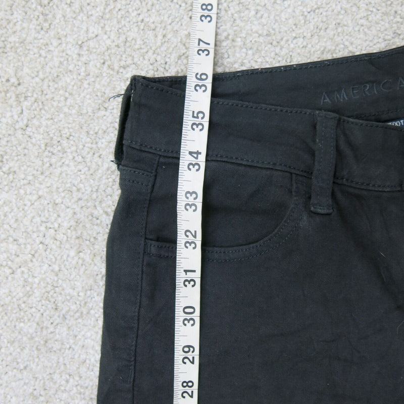 American Eagle Womens Distressed Skinny jeans Denim Stretch 4 Pocket Black 8 Reg