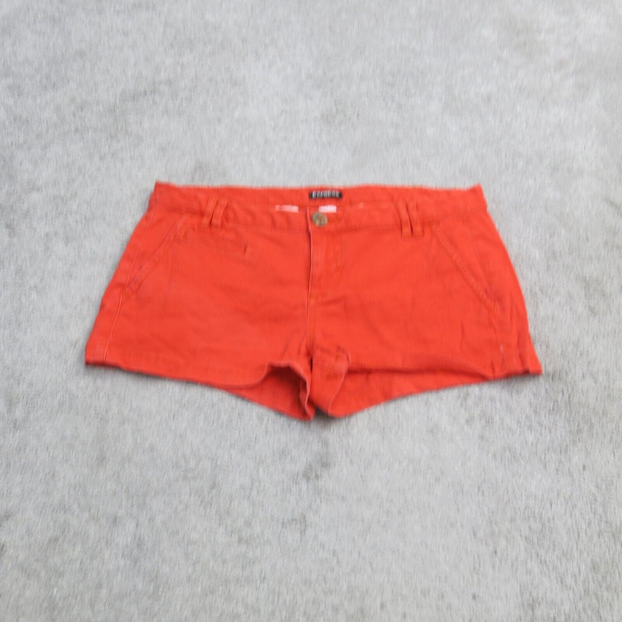 Express Shorts Womens 2 Orange Mid Rise Chino Slash Pockets Pull