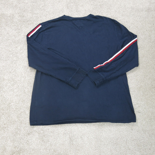 Tommy Hilfiger Shirt Mens X Large Blue Long Sleeve Spell Out Crew Neck Tee