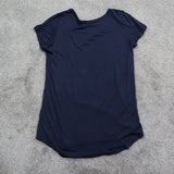 GAP Womens Luxe LUXUEUX T Shirt Top Short Sleeves Crew Neck Blue Size Small