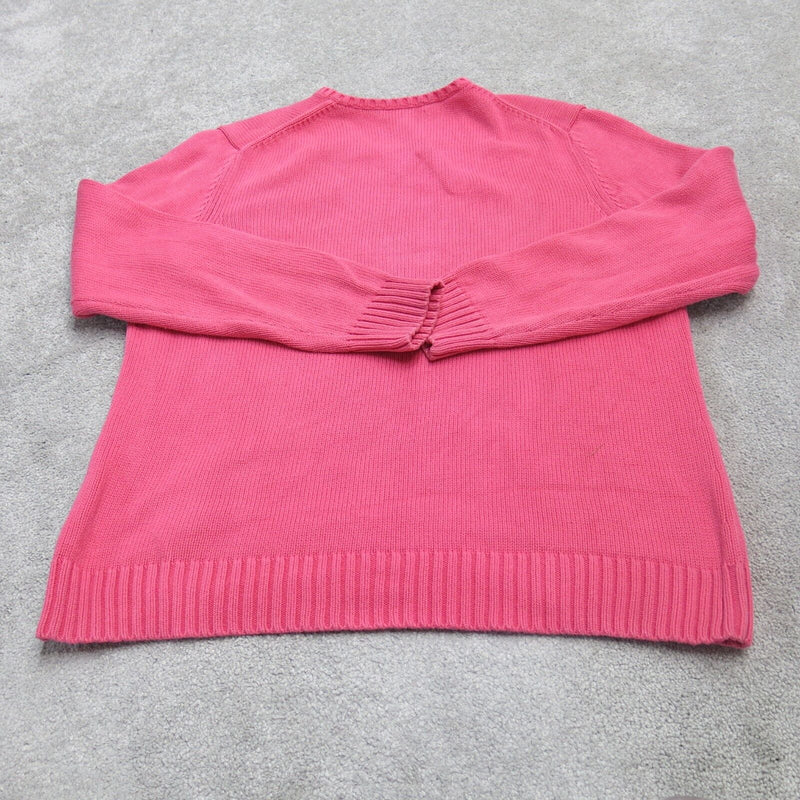 Lands End Women Pullover Sweater Castle Rock Bank Long Sleeves V Neck Pink SZ XL