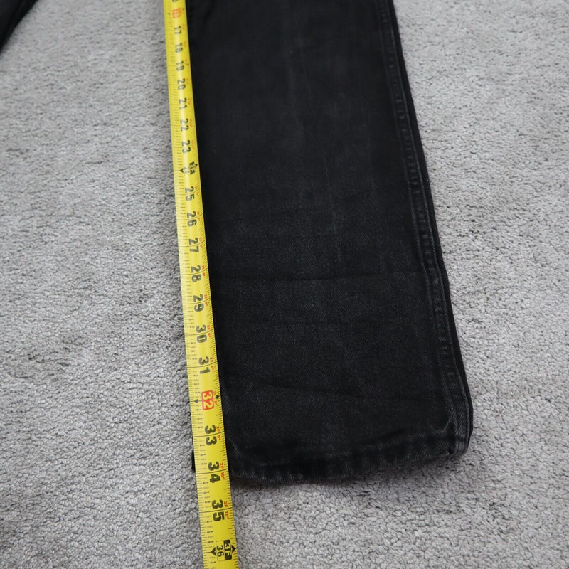 Wrangler Mens Jeans Straight Leg Regular Fit Mid Rise Logo Black Size W32XL34.5