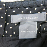 Ann Taylor Womens Polka Dot Peeking Pleated Skirt Pull on Black White Size 4