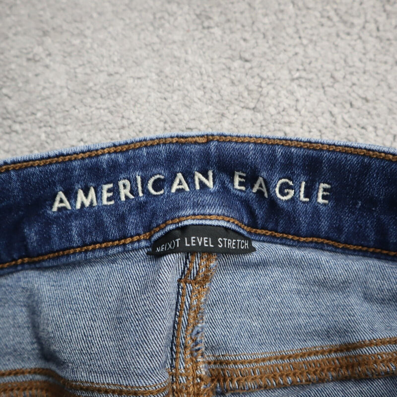 American Eagle Womens Jeans Skinny Leg Distressed Low Rise Cotton Blue Size 00