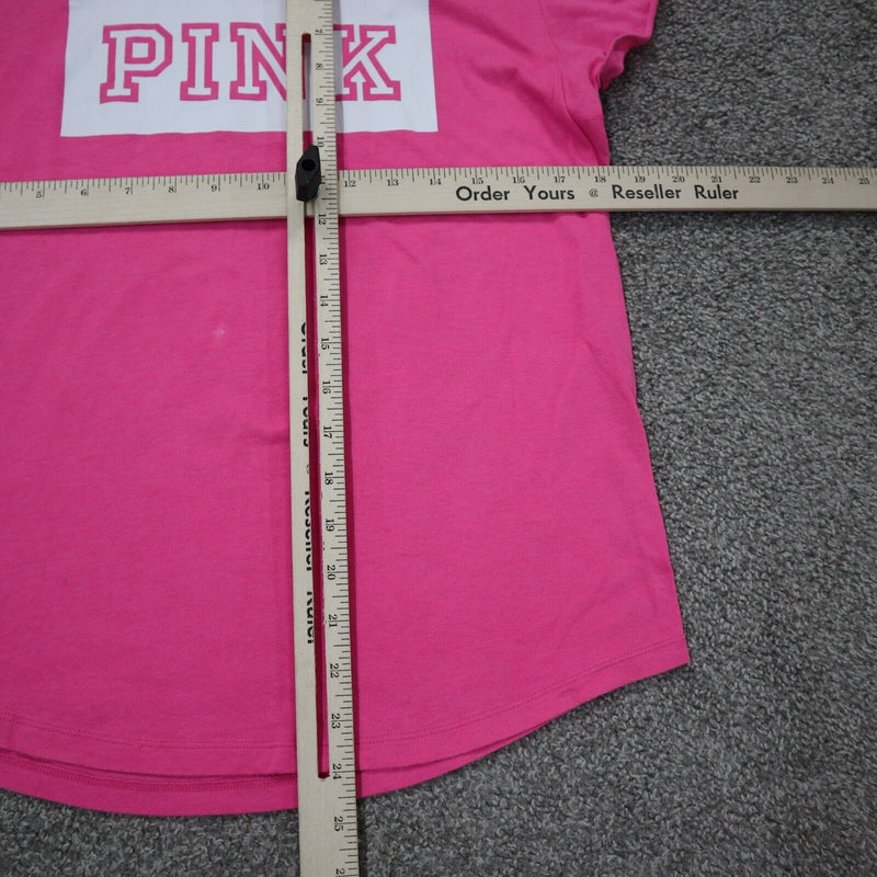 Pink Victorias Secret Womens T Shirt Top Crew Neck Cap Sleeves Pink Size Medium