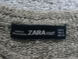 Zara Basic Womens Pullover Sweater Knitted Crew Neck Cap Sleeves Gray Size Small