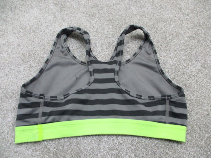 Nike Dri Fit Women Activewear Sports Bra Racerback Stretch Black Gray SZ Medium