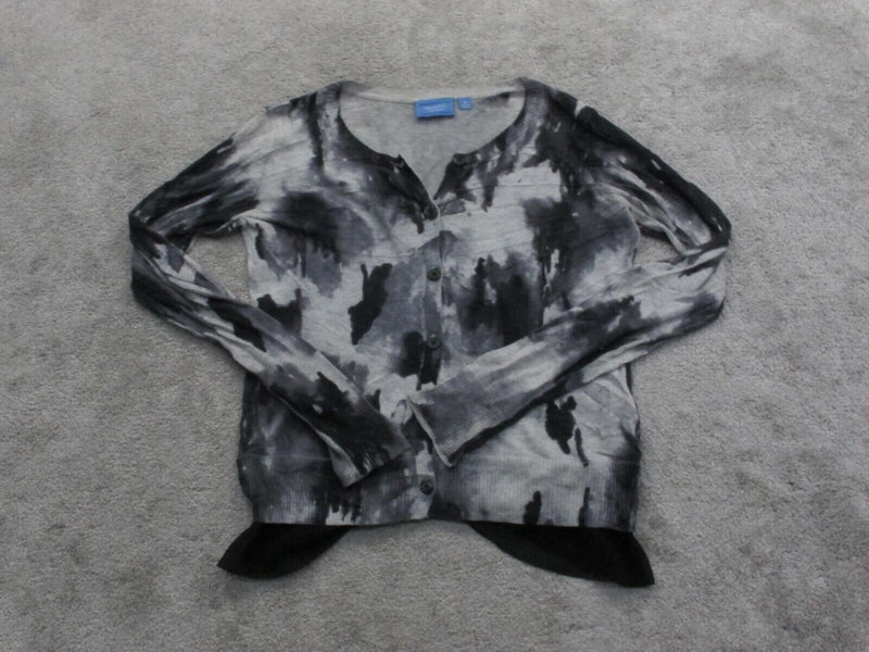 Simply Vera Vera Wang Women Cardigan Sweater Open Button White Black Size Medium