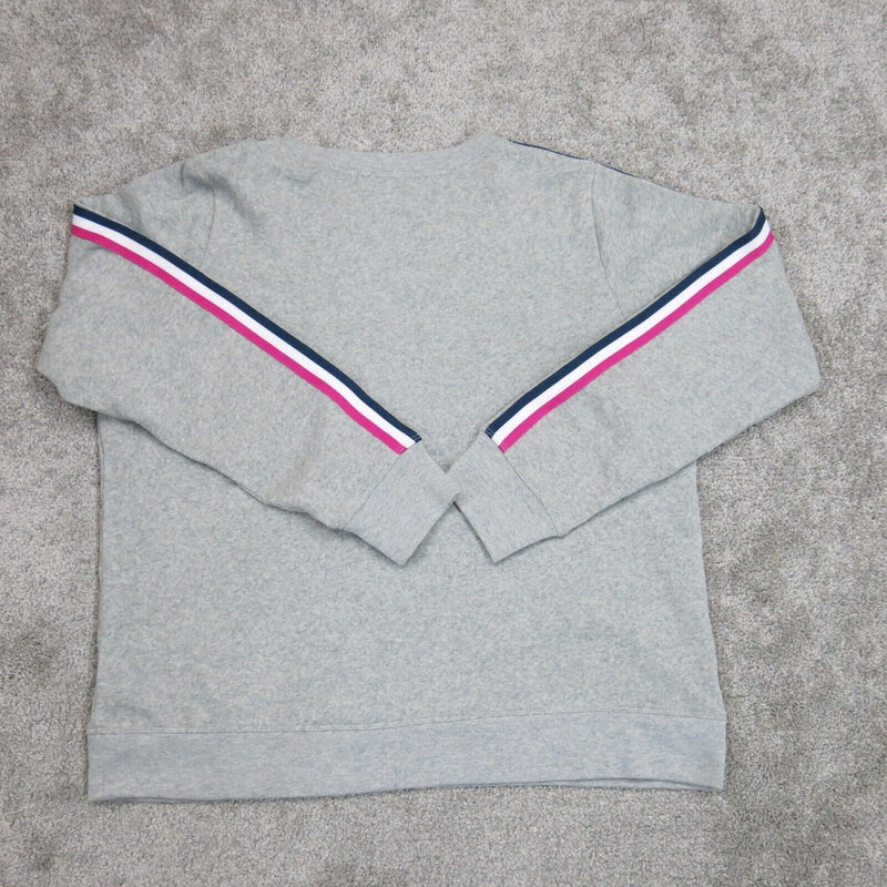 J.Crew Womens Pullover Sweater Long Sleeves 3 Stripe Heather Gray Size Medium