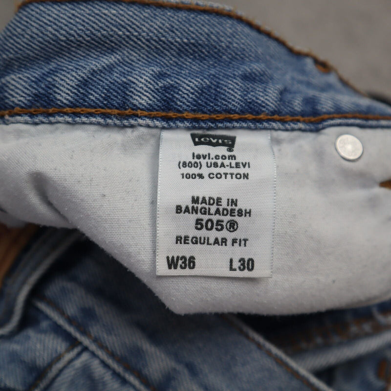 Levis 505 Mens Denim Jeans Straight Leg Regular Fit 100% Cotton Blue SZ W36XL30